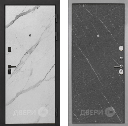 Входная металлическая Дверь Интекрон (INTECRON) Профит Black Мрамор Арктик Гладкая Гранит лава оникс в Чехове