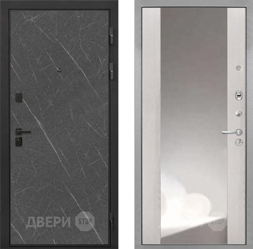 Входная металлическая Дверь Интекрон (INTECRON) Профит Black Гранит Лава Оникс ФЛЗ-516 Зеркало Сосна белая в Чехове