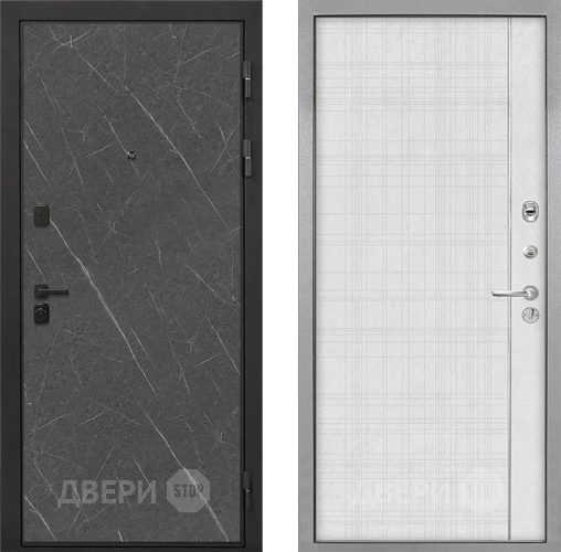 Входная металлическая Дверь Интекрон (INTECRON) Профит Black Гранит Лава Оникс В-07 с молдингом Лофт белый в Чехове