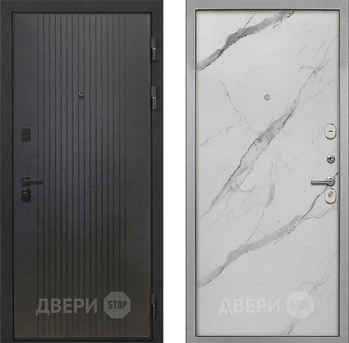 Входная металлическая Дверь Интекрон (INTECRON) Профит Black ФЛ-295 Гладкая Мрамор натуральный арктик в Чехове