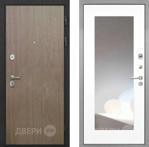 Дверь Интекрон (INTECRON) Гектор Венге Коричневый ФЛЗ-120-М Зеркало Белый матовый в Чехове