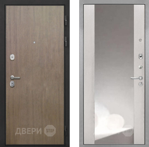 Входная металлическая Дверь Интекрон (INTECRON) Гектор Венге Коричневый ФЛЗ-516 Зеркало Сосна белая в Чехове