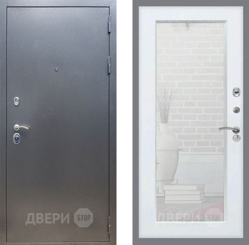 Входная металлическая Дверь Рекс (REX) 11 Зеркало Пастораль Силк Сноу в Чехове