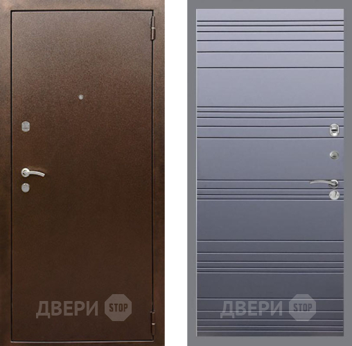 Входная металлическая Дверь Рекс (REX) 1А Медный Антик Line Силк титан в Чехове