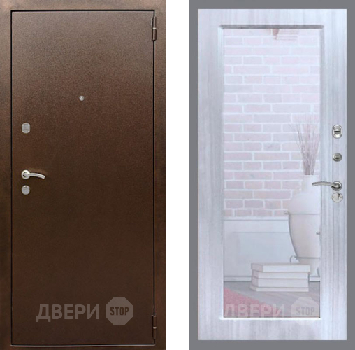 Дверь Рекс (REX) 1А Медный Антик Зеркало Пастораль Сандал белый в Чехове