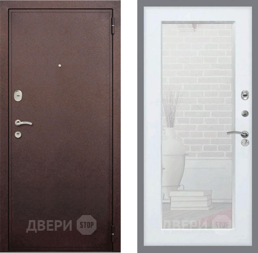 Дверь Рекс (REX) 2 Медный Антик Зеркало Пастораль Белый ясень в Чехове
