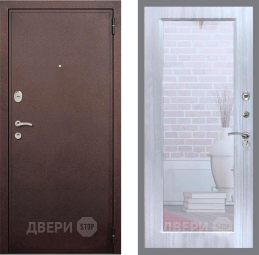 Входная металлическая Дверь Рекс (REX) 2 Медный Антик Зеркало Пастораль Сандал белый в Чехове