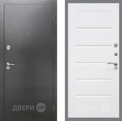 Входная металлическая Дверь Рекс (REX) 2А Серебро Антик Сити Белый ясень в Чехове