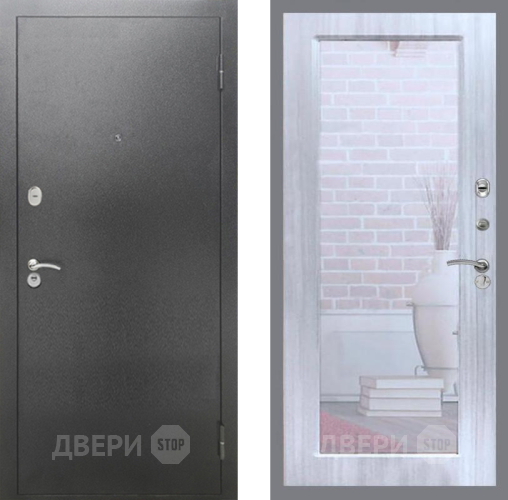 Входная металлическая Дверь Рекс (REX) 2А Серебро Антик Зеркало Пастораль Сандал белый в Чехове