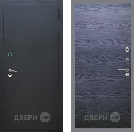 Входная металлическая Дверь Рекс (REX) 1A Черный Муар GL Дуб тангенальный черный в Чехове