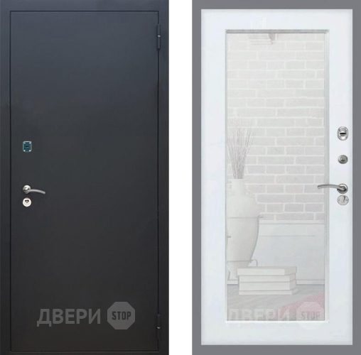 Дверь Рекс (REX) 1A Черный Муар Зеркало Пастораль Белый ясень в Чехове