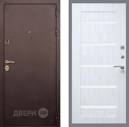 Входная металлическая Дверь Рекс (REX) Лайт 3К СБ-14 стекло белое Сандал белый в Чехове