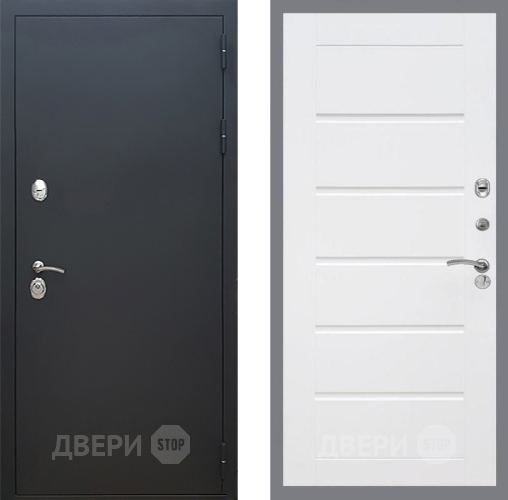 Входная металлическая Дверь Рекс (REX) 5 Черный Муар Сити Белый ясень в Чехове
