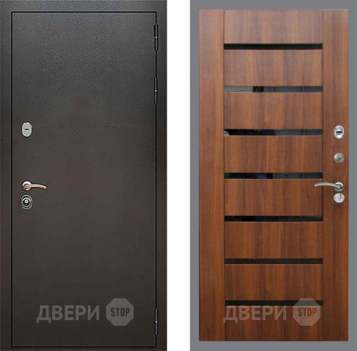 Входная металлическая Дверь Рекс (REX) 5 Серебро Антик СБ-14 стекло черное Орех бренди в Чехове