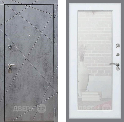 Дверь Рекс (REX) 13 Бетон Темный Зеркало Пастораль Силк Сноу в Чехове