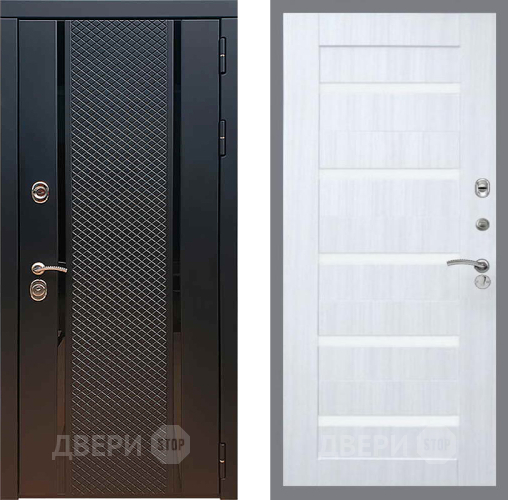 Входная металлическая Дверь Рекс (REX) 25 СБ-14 стекло белое Сандал белый в Чехове