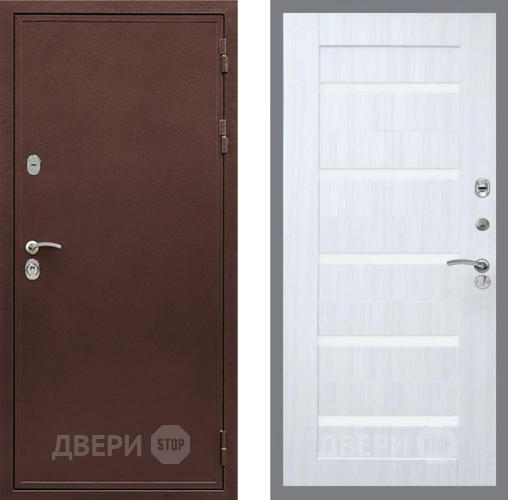 Входная металлическая Дверь Рекс (REX) 5 металл 3 мм СБ-14 стекло белое Сандал белый в Чехове