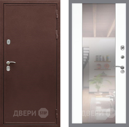 Дверь Рекс (REX) 5 металл 3 мм СБ-16 Зеркало Силк Сноу в Чехове